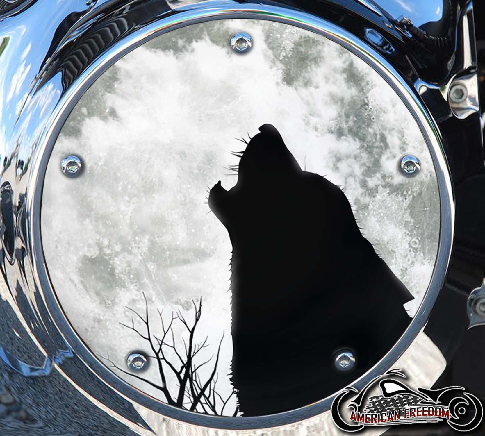 Custom Derby Cover - Howling Wolf Moon
